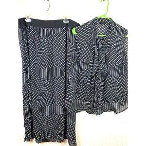 Worthington dress suit women’s 1X black white geometric Zebra full length skirt
